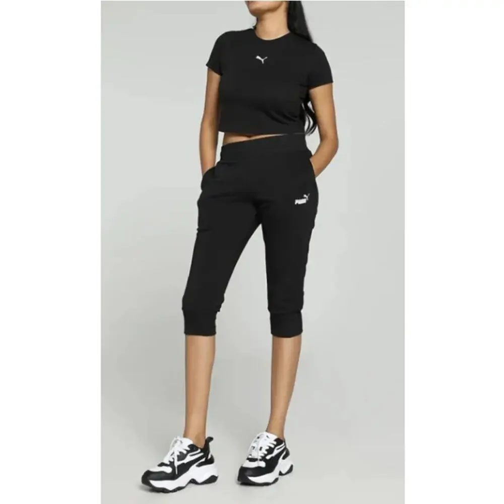 Puma Women's Black ESS Capri Regular Fit Sweatpants Size S - Picture 4 of 9